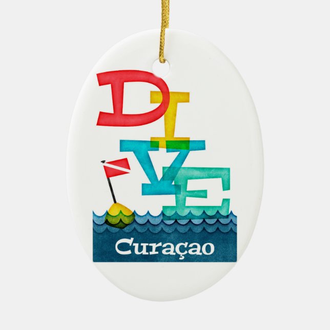 Curaçao Dive - Colourful Scuba Ceramic Ornament (Front)