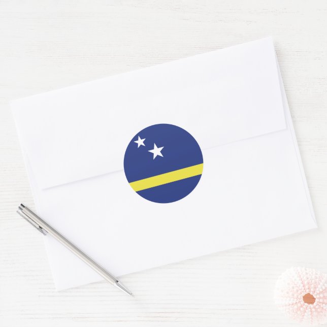 Curaçao flag classic round sticker (Envelope)