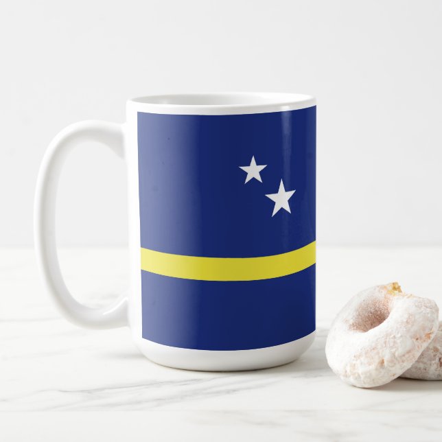 Curaçao flag coffee mug (With Donut)
