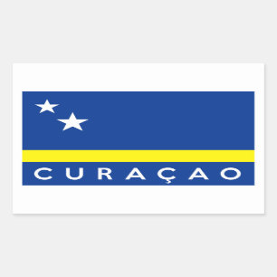 curacao flag country text name rectangular sticker