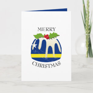 CURACAO FLAG Festive Plum Pudding Christmas Holiday Card