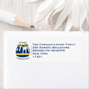 CURACAO FLAG Festive Plum Pudding Christmas Return Address Label