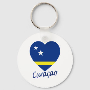 Curacao Flag Heart Key Ring