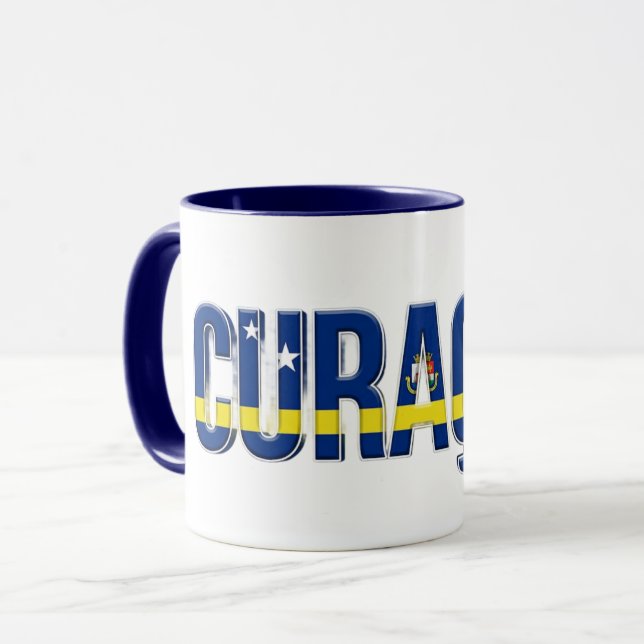 Curaçao Flag Text | Caribbean Pride Design Mug (Front Left)
