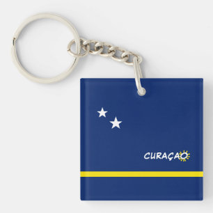 Curacao Flag with customisable text Key Ring