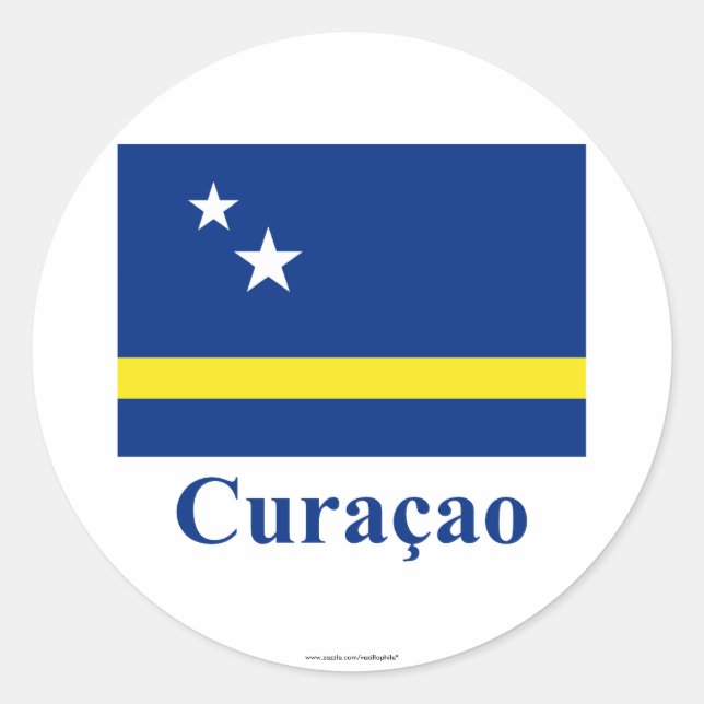 Curacao Flag with Name in Dutch Classic Round Sticker (Front)