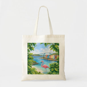 Curaçao Flamingo Tropical Beach Tote Bag