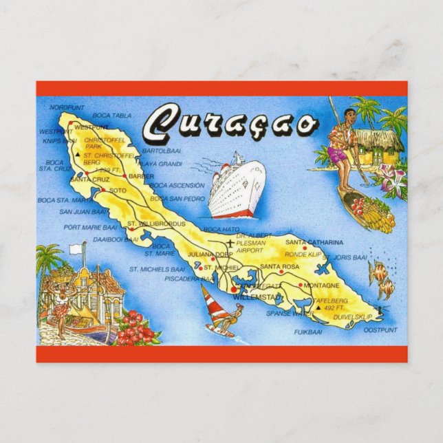 Curacao Island Map Postcard (Front)