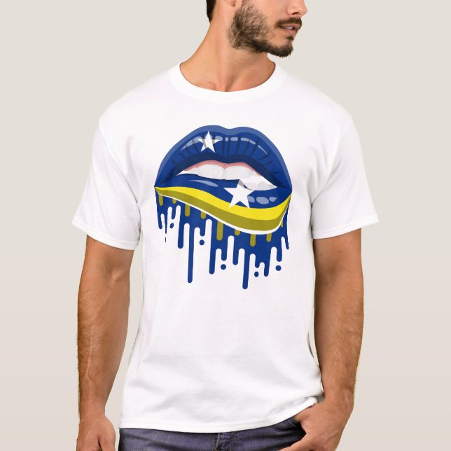 Curaçao Lips Flag T-Shirt (Front)