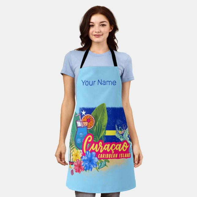 Curacao retro caribbean island with turtle vintage apron (Worn)