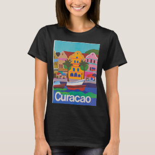 Curacao Retro Vintage Travel Poster Baseball ¾ Sle T-Shirt