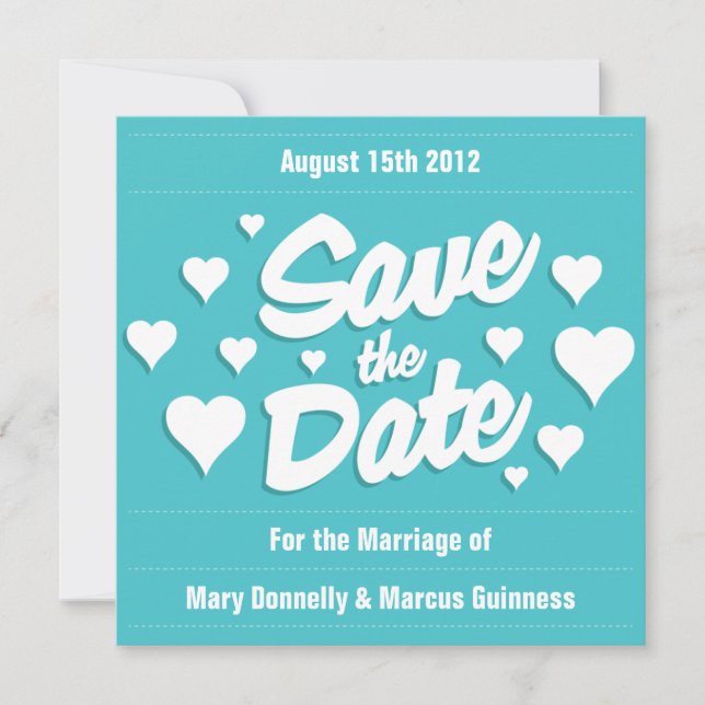 Curacao Save the Date Hearts Invitation (Front)
