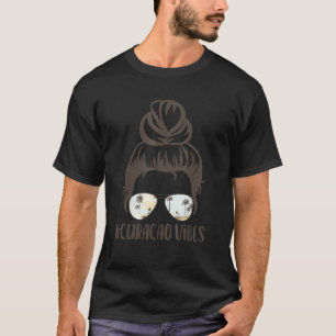 Curacao Tropical Island Vibes Messy Bun Palm Tree T-Shirt