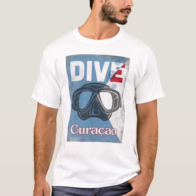 Curaçao Vintage Scuba Diving Mask T-Shirt (Front)