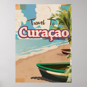 Curaçao vintage travel poster art.