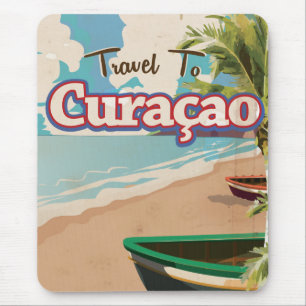 Curaçao vintage travel poster art. mouse pad