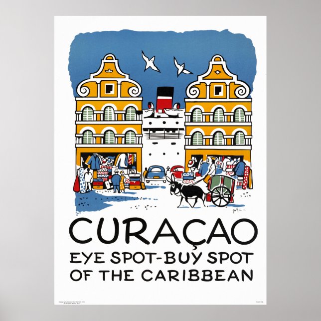 Curacao Vintage Travel Poster Restored (Front)