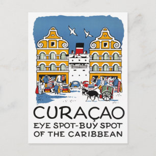 Curacao Vintage Travel Poster Restored Postcard