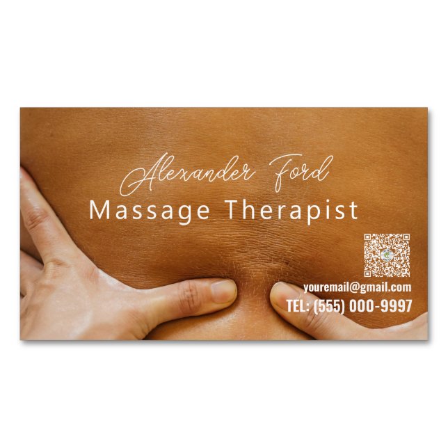  Curated Massage Therapist Photo Business  Magnetic Business Card (Front)