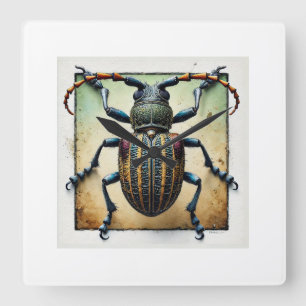 Curculio Beetle Top View 020924IREF245 - Watercolo Square Wall Clock