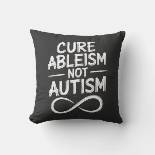 Cure Ableism Not Autism Chalkboard Style Quote Cushion