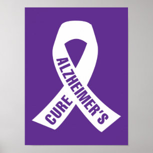 Cure Alzheimers Ribbon on Purple Poster