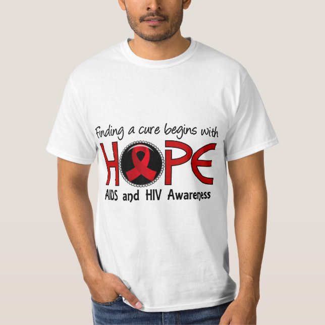 Cure Begins With Hope 5 AIDS T-Shirt (Front)