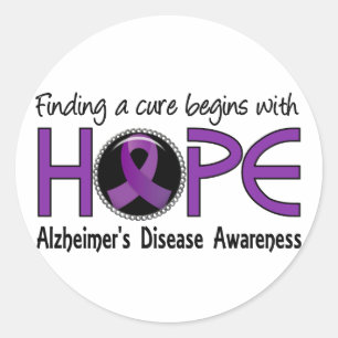 Cure Begins With Hope 5 Alzheimer's Disease Classic Round Sticker