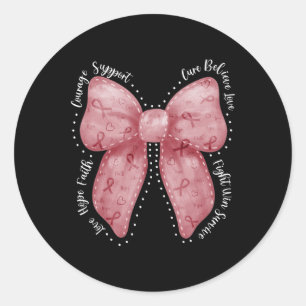 Cure Believe Love Sickle Cell Burgundy Bow Ribbon  Classic Round Sticker
