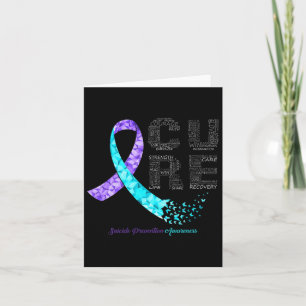 Cure Blue Purple Ribbon Suicide Prevention Awarene Card