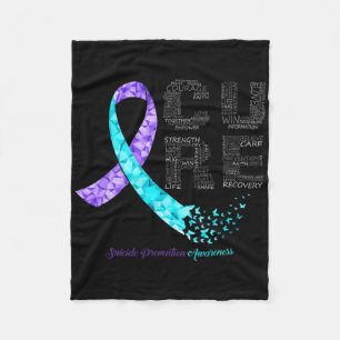 Cure Blue Purple Ribbon Suicide Prevention Awarene Fleece Blanket