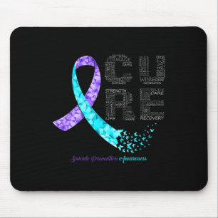Cure Blue Purple Ribbon Suicide Prevention Awarene Mouse Pad