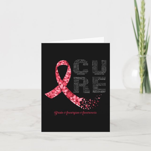 CURE Burgundy Ribbon Brain Aneurysm Awareness  Card (Front)