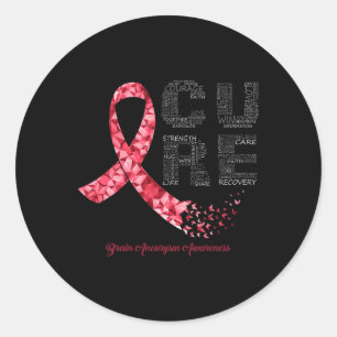 Cure Burgundy Ribbon Brain Aneurysm Awareness Classic Round Sticker