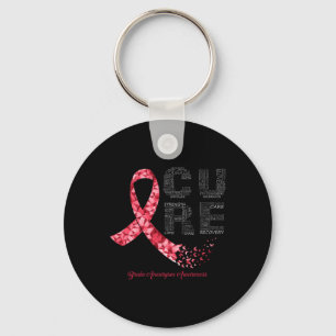 CURE Burgundy Ribbon Brain Aneurysm Awareness Key Ring