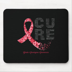 CURE Burgundy Ribbon Brain Aneurysm Awareness Mouse Pad