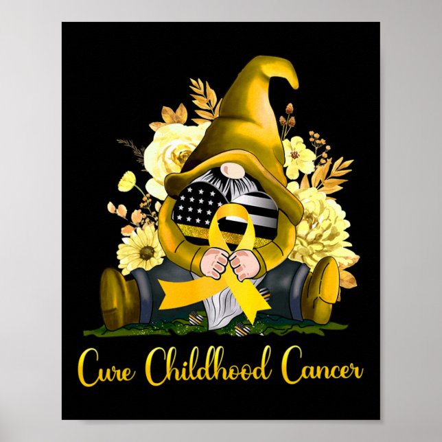 Cure Childhood Cancer Awareness Gold Ribbon Gnome  Poster (Front)