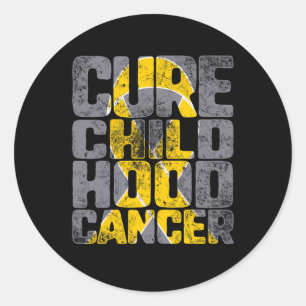 Cure Childhood Cancer Gold Ribbon Support Awarenes Classic Round Sticker