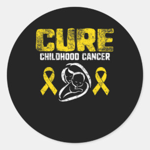 Cure Childhood Cancer Gold Ribbon Support Mum awar Classic Round Sticker