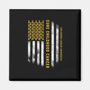 Cure Childhood Cancer Gold Ribbon Usa Flag Support Magnet