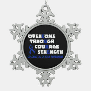 CURE...Colorectal Cancer Snowflake Pewter Christmas Ornament