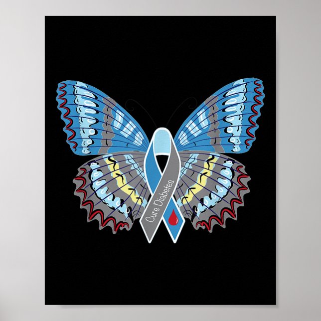 Cure Diabetes Awareness Butterfly  Poster (Front)