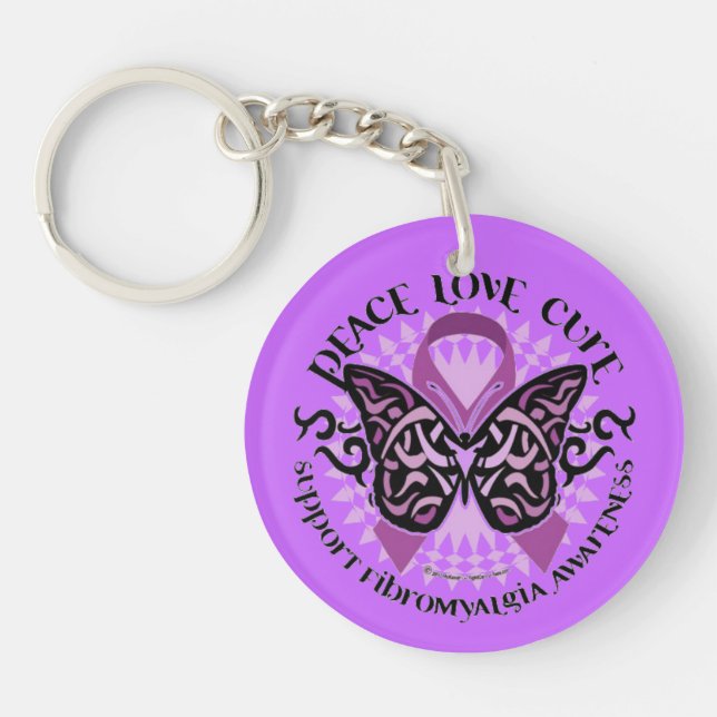 Cure Fibromyalgia Butterfly Keychain (Front)