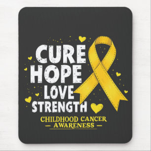 Cure Hope Love Strenght Childhood Cancer Awareness Mouse Pad
