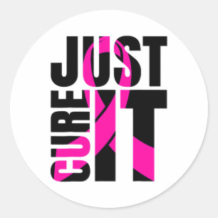 Cure It Breast Cancer Awareness Ribbon Classic Round Sticker