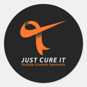Cure It Ms Multiple Sclerosis Awareness Orange Rib Classic Round Sticker