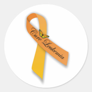 Cure Leukaemia Orange Ribbon Stickers