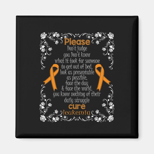 CURE LEUKEMIA SUPPORT LEUKEMIA AWARENESS T SHIRT MAGNET (Front)