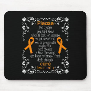 CURE LEUKEMIA SUPPORT LEUKEMIA AWARENESS T SHIRT MOUSE PAD
