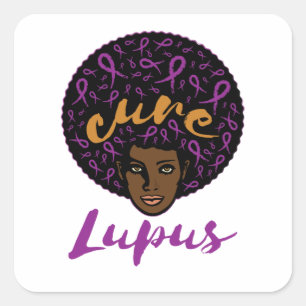 Cure Lupus Awareness African American Purple Square Sticker